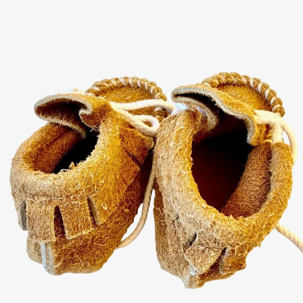 Genuine Buffalo Leather Baby Infant Moccasin Booties size 1 - 0-3 months NEW USA